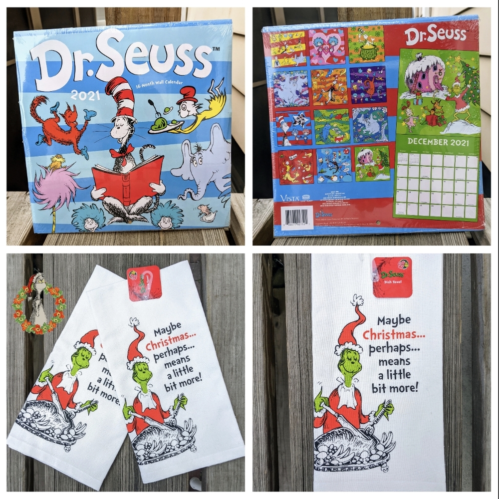 Dr. Seuss Dish 2 Towels & 2021 Calendar Bundle NWT